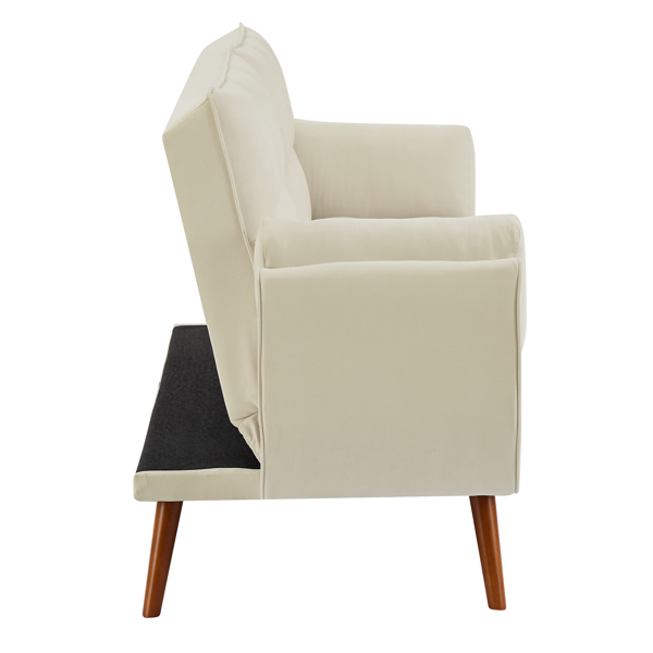 全新设计的亚麻布沙发家具 可调节靠背可轻松组装的躺椅-米白色-7