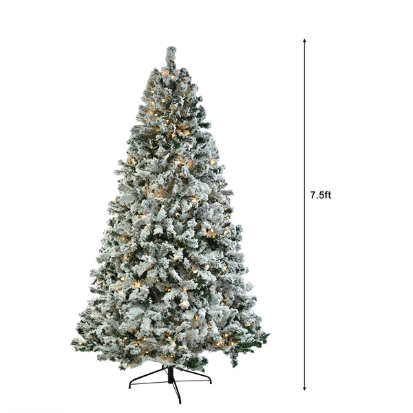 7.5ft 绿色植绒 350灯 暖色9模式带遥控器 1450枝头 自动树结构 PVC材质 圣诞树 N101-16