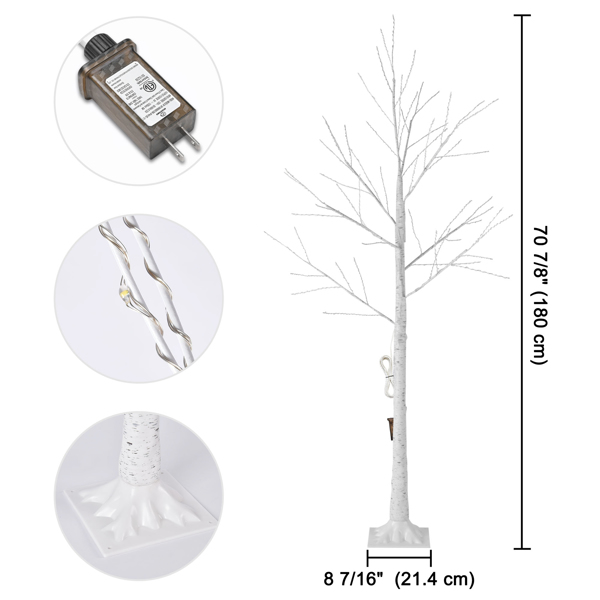 6FT 灯光桦树，305 颗 LED 暖白光灯，8 种灯光模式和亮度调节，适合室内室外夏季圣诞假日派对装饰（周末不发货，请谨慎下单）-10