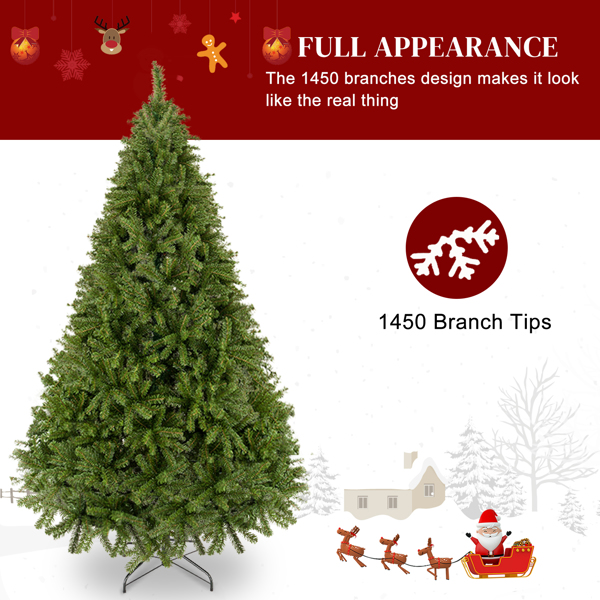 7.5ft 绿色 1450枝头 自动树结构 PVC材质 圣诞树 N101-8