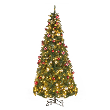  7.5ft 绿色 600灯 暖色8模式 1200枝头 自动树结构 PVC材质 圣诞树 欧规 N101