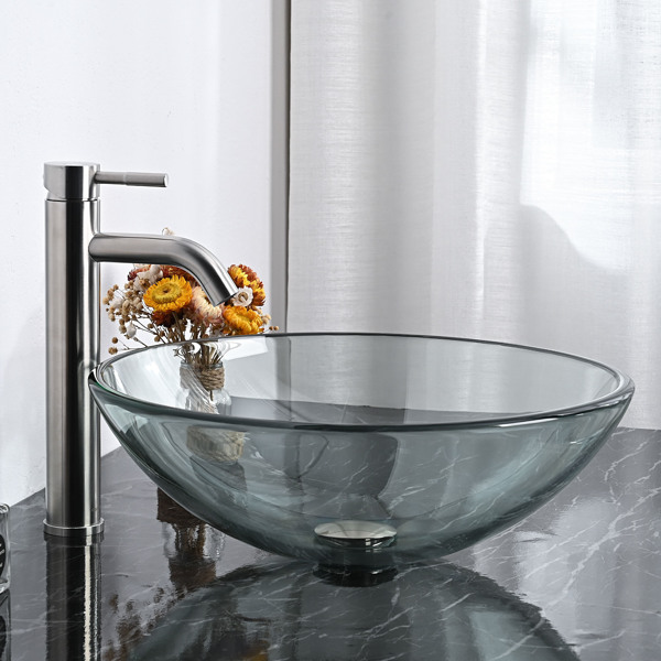 透明 16 英寸玻璃缸式浴室水槽 （周末不发货，请谨慎下单）-2