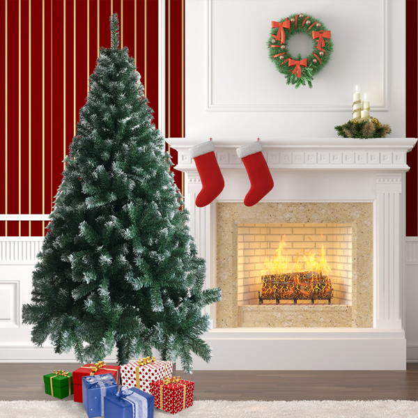 6ft 绿色喷白 812枝头 PVC材质 圣诞树 N101-12