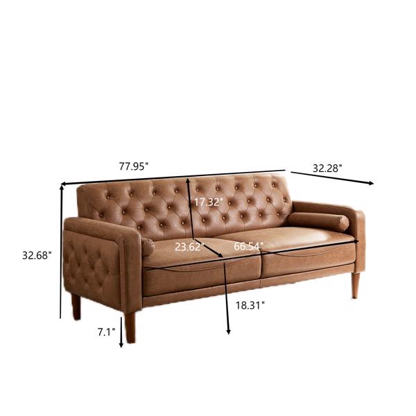 舒适真皮PU沙发床、坚固耐用沙发椅，适用于客厅、会客室。-8