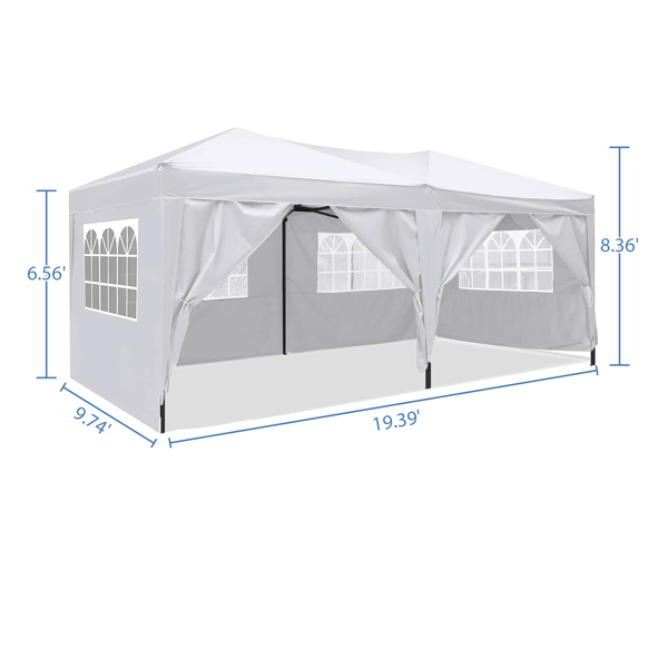 3x6米（10x20英尺）重型遮阳篷，带钢架手提包，白色-2
