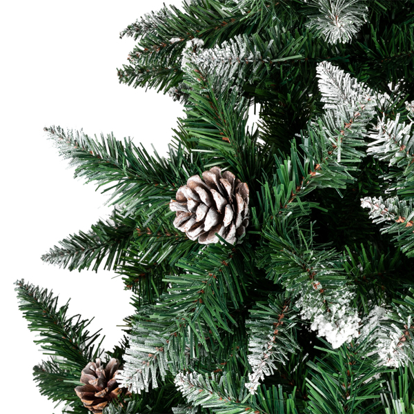 7ft 绿色植绒 1350枝头 61松果 自动树结构 PVC材质 圣诞树 N101-8