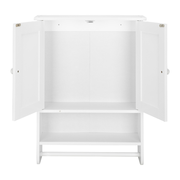  白色 油漆面密度板 双门 1层架 1毛巾杆 浴室壁柜 N201-5