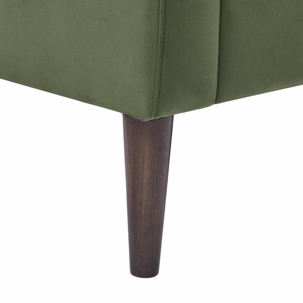 现代切斯特菲尔德沙发，舒适的软垫沙发，天鹅绒面料，木框木腿，适用于客厅/卧室/办公室，3 座沙发 - 绿色-7