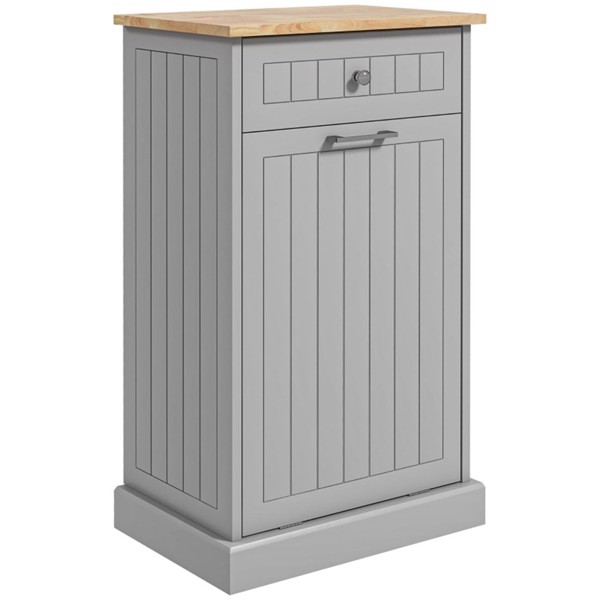 厨房倾斜式垃圾箱柜独立回收柜带抽屉的垃圾桶支架，灰色-AS-10