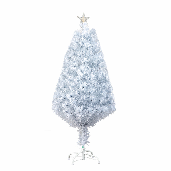  3ft 白色 光纤 七彩变色 85枝头 顶部带星星 塑料底座 PVC材质 圣诞树 英规 N101-11