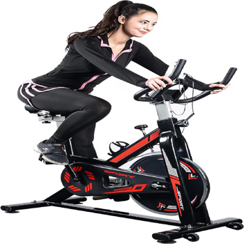 动感单车，最大承重330lb, 旋转室内自行车与液晶显示器和舒适的坐垫为家庭健身房有氧健身训练