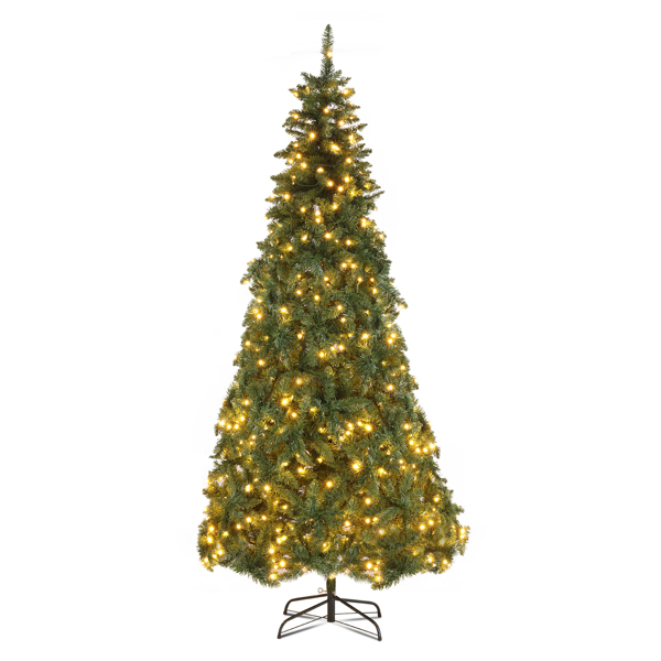 7.5ft 绿色 600灯 暖色8模式 1200枝头 自动树结构 PVC材质 圣诞树 欧规 N101-2
