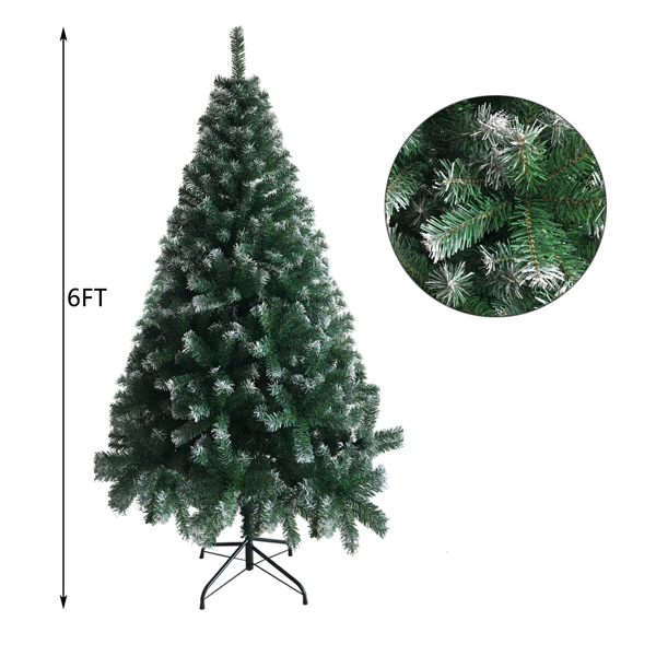 6ft 绿色喷白 812枝头 PVC材质 圣诞树 N101-7