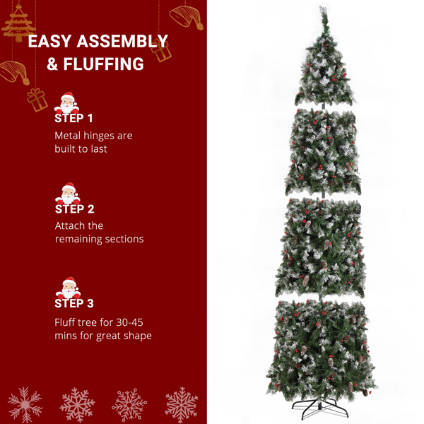 9ft 绿色粘白 460灯 暖色8模式 1298枝头 91个松果 91个浆果 自动树结构 尖头铅笔造型 PVC材质 圣诞树 美规 N101-4