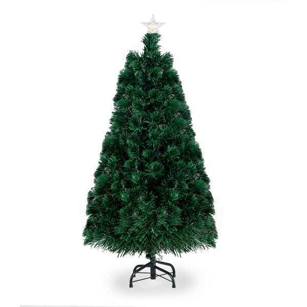  6ft 绿色 光纤 36灯带雪花片 七彩变色 230枝头 顶部带星星 PVC材质 圣诞树 美规 N101-8