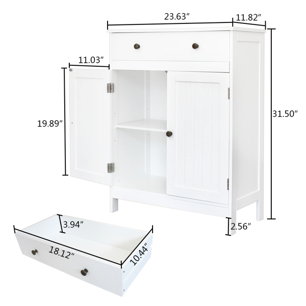  白色 油漆面密度板 双门 单抽 浴室立柜 N201-12