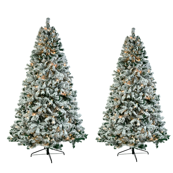 7.5ft 绿色植绒 350灯 暖色9模式带遥控器 1450枝头 自动树结构 PVC材质 圣诞树 N101-11