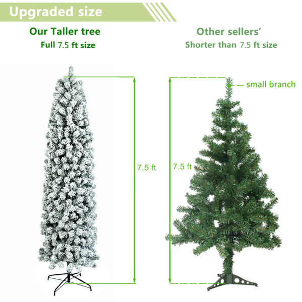 7.5ft 绿色植绒 641枝头 铅笔造型 自动树结构 PVC材质 圣诞树 N101-19