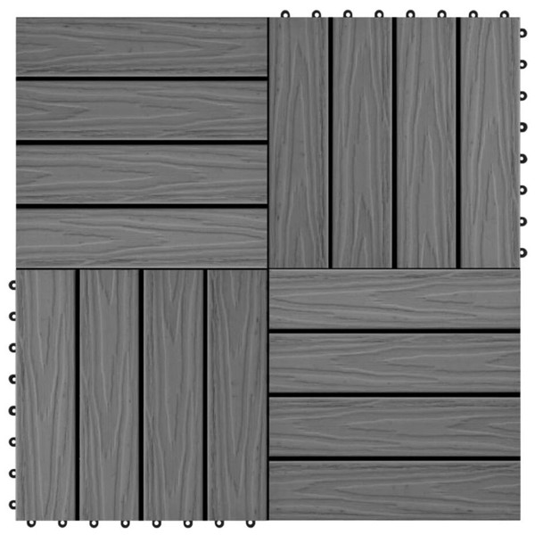 联锁甲板瓷砖,11片/SET 室外地板露台瓷砖12“x 12”-灰色-AS-2