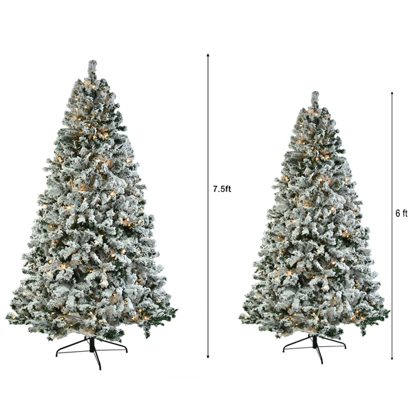 7.5ft 绿色植绒 350灯 暖色9模式带遥控器 1450枝头 自动树结构 PVC材质 圣诞树 N101-34