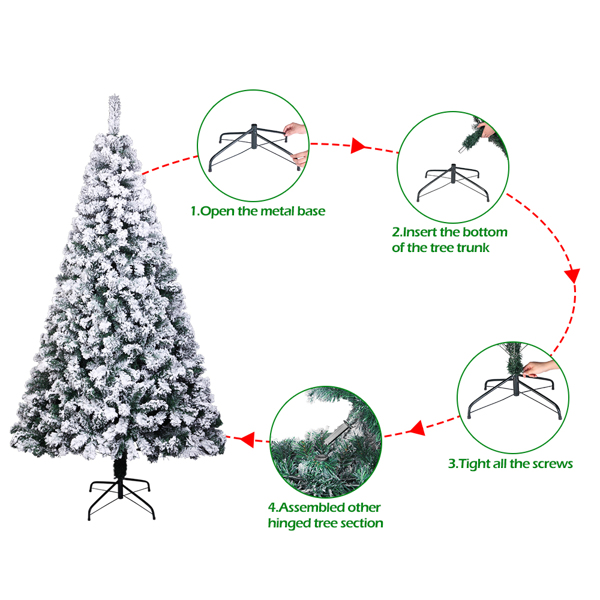 6ft 绿色植绒 1202枝头 自动树结构 PVC材质 圣诞树 N101-10
