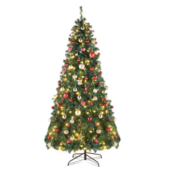  7ft 绿色 450灯 暖色8模式 1050枝头 自动树结构 PVC材质 圣诞树 美规 N101