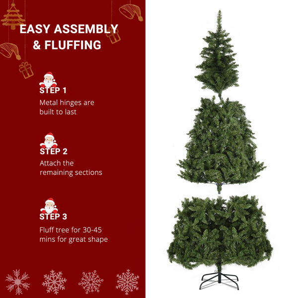  7.5ft 绿色 600灯 暖色8模式 1200枝头 自动树结构 PVC材质 圣诞树 欧规 N101-8