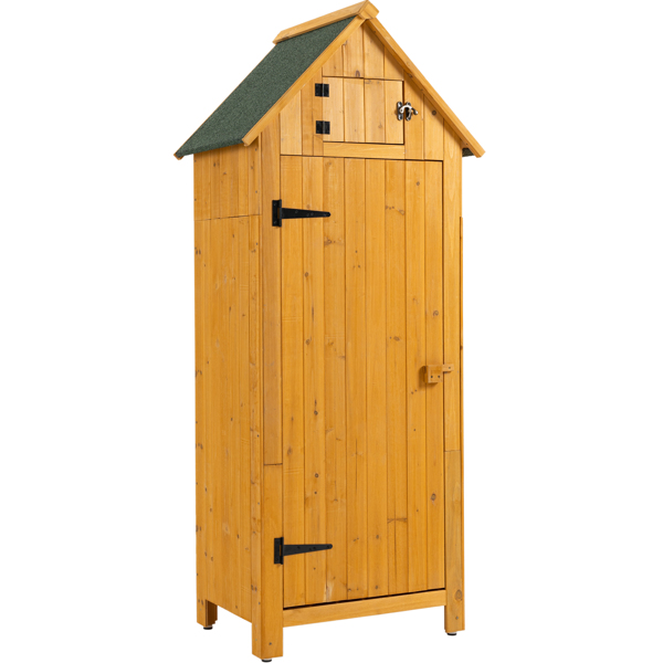 木制花园储物柜，带可锁门，单门，自然色-1