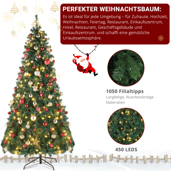  7ft 绿色 80灯 暖色8模式 1050枝头 自动树结构 PVC材质 圣诞树 欧规 N101-7