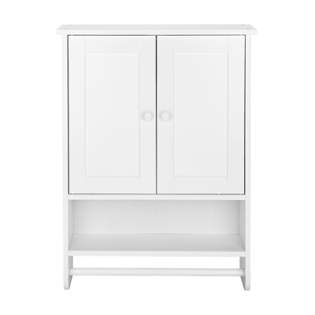  白色 油漆面密度板 双门 1层架 1毛巾杆 浴室壁柜 N201