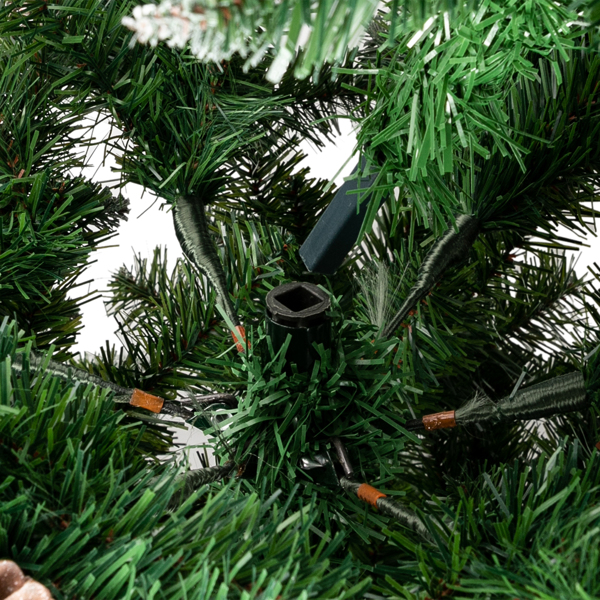 6ft 绿色尖头喷白 920枝头 52松果 自动树结构 PVC材质 圣诞树 N101-38