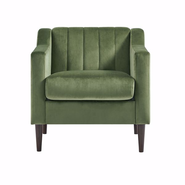 现代软垫簇绒口音椅，天鹅绒织物单人沙发单边椅，舒适的桶俱乐部客厅扶手椅，带实木腿，用于卧室客厅客厅 阅览室办公室-绿色-8