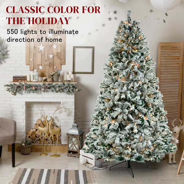 6ft 绿色植绒 550灯 暖色8模式 1202枝头 自动树结构 PVC材质 圣诞树 美规 N101-42