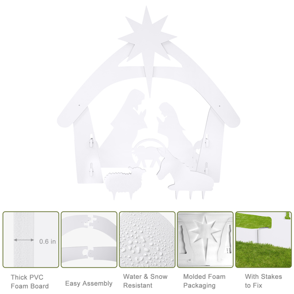 116*53*112cm 耶稣诞生 白色 PVC 庭院耶稣装饰 庭院 北美 S001-20