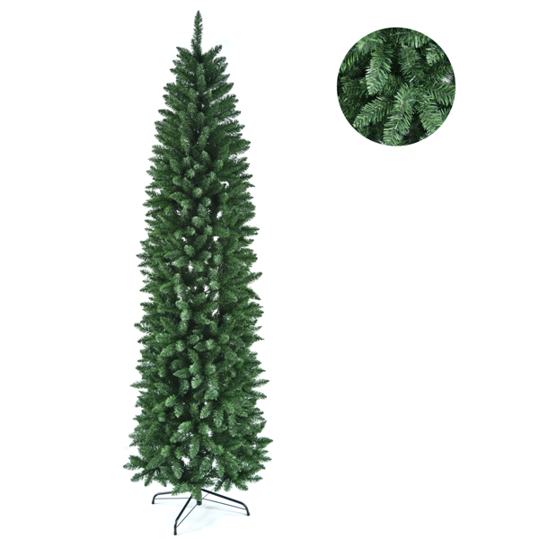 7.5ft 绿色尖头 1075枝头 铅笔造型 自动树结构 PVC材质 圣诞树 N101-1
