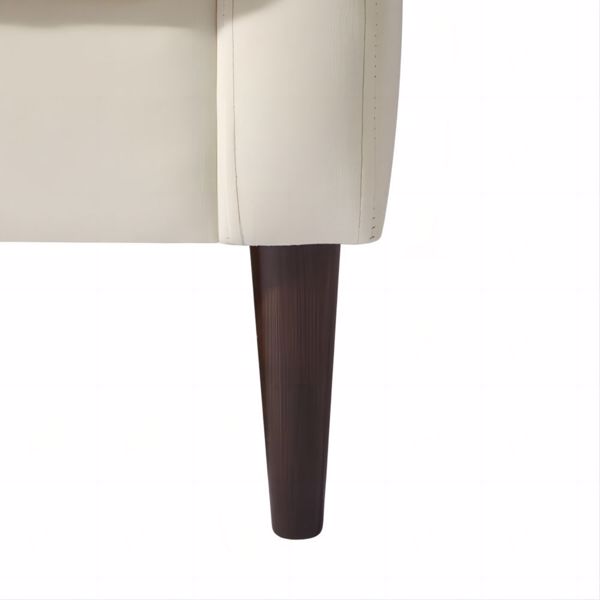 现代切斯特菲尔德沙发，舒适的软垫沙发，天鹅绒面料，木框木腿，适用于客厅/卧室/办公室，3 座沙发 - 白色-6