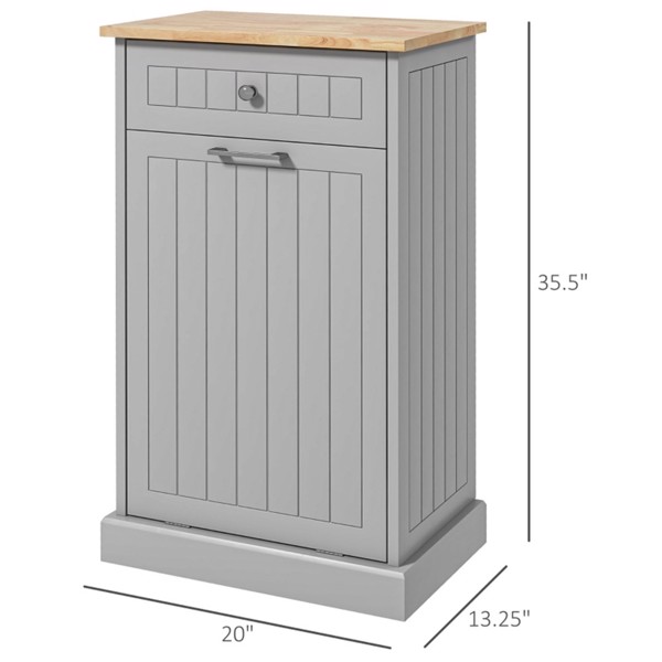厨房倾斜式垃圾箱柜独立回收柜带抽屉的垃圾桶支架，灰色-AS （Swiship-发货）（WalMart禁售）-4