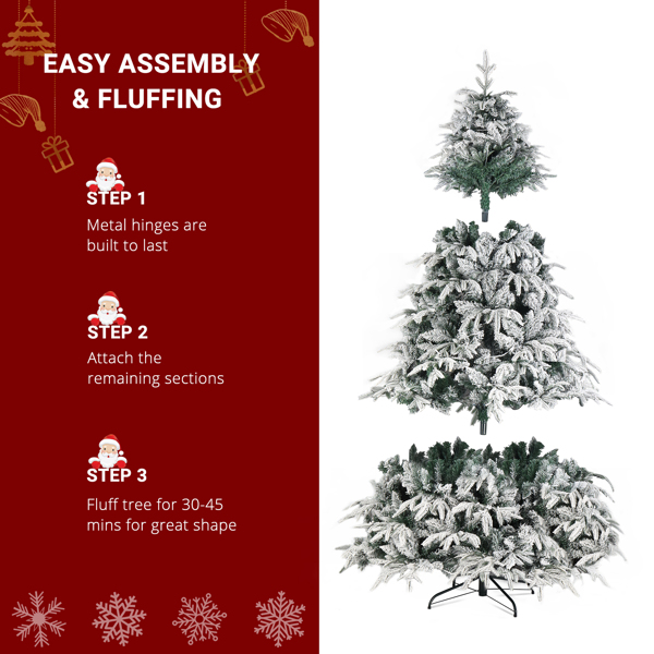  7ft 绿色植绒 450灯 暖色8模式 1687枝头 自动树结构 单面PE PVC材质 圣诞树 美规 N101-13