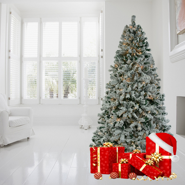 6ft 绿色植绒 250灯 暖白双色8模式 928枝头 自动树结构 PVC材质 圣诞树 美规 N101-47