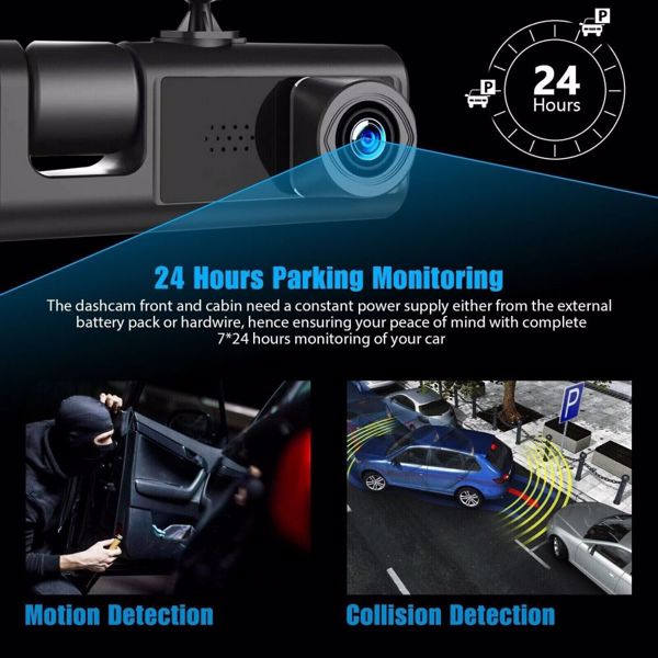 车载双镜头行车记录仪高清 1080P 前/后/内录像机摄像头 G 传感器-8