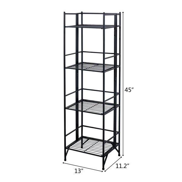  铁 四层方形 33*28.45*114.3cm 黑色 可折叠 家用层架 N001-7