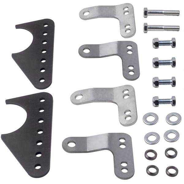 降低套件Universal Coil-Over Rear Lower Kit Adjustable Shock Mount Brackets Steel for 3" Axle Tubes-5