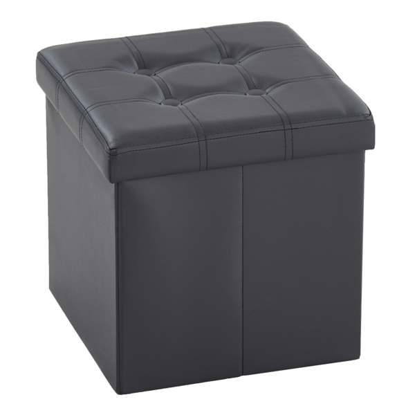  拉点 PVC 密度板 可折叠储物 脚凳 GB-英标 38*38*38cm 黑色PVC-1 N201-BQ-3