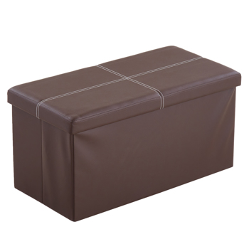  带线条 PVC 密度板 可折叠储物 脚凳 GB-英标 76*38*38cm 深棕色PVC-3 N201-BQ