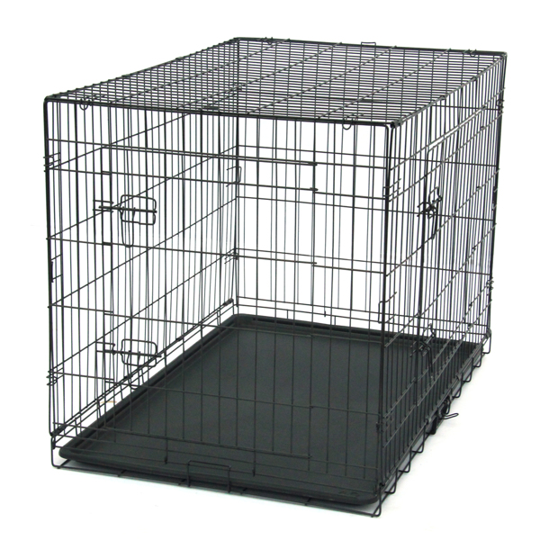  42寸 铁 可折叠 带分隔栏 塑料托盘 黑色 猫狗笼 N001-8