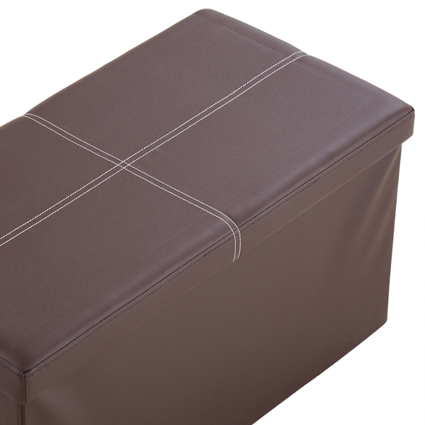  光面带线条 PVC 密度板 可折叠储物 脚凳 76*38*38cm 深棕色PVC-3 N201-BQ-1