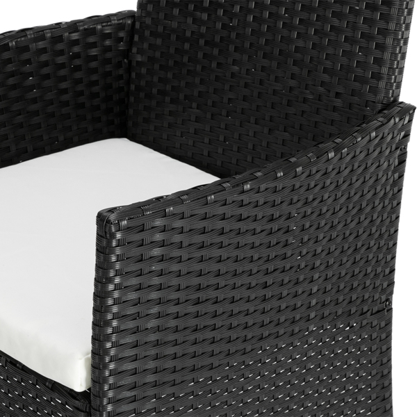  2pcs单人沙发和1pc双人沙发和1pc茶几 扶手满编 黑色四线藤 座垫真空包装 编藤四件套 N001-23