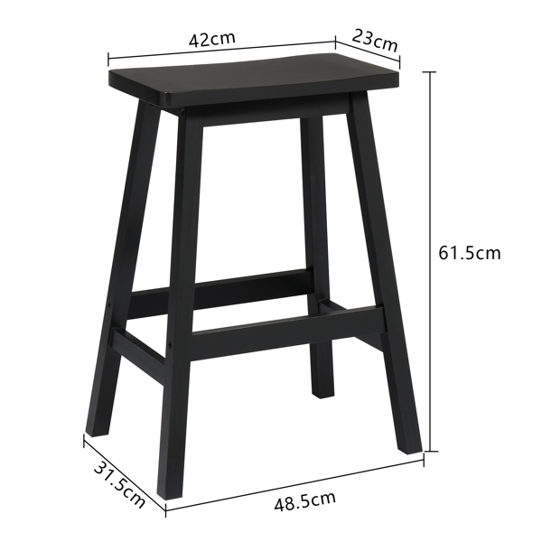  2pcs 松木 吧凳 座板凹进 42*23*61cm 枕型 黑色 N201-13