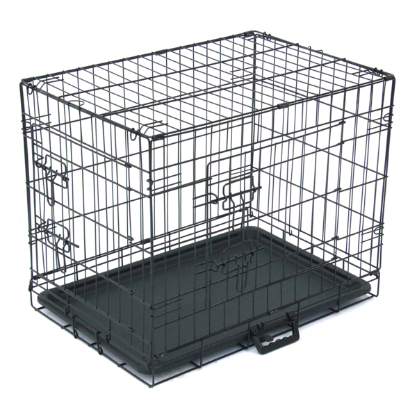  24寸 铁 可折叠 带分隔栏 塑料托盘 黑色 猫狗笼 N001-1