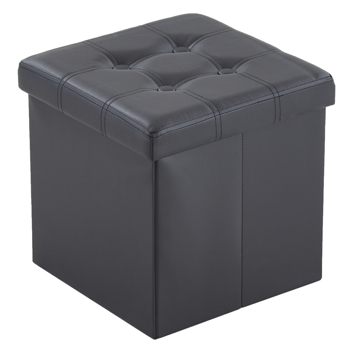  拉点 PVC 密度板 可折叠储物 脚凳 GB-英标 38*38*38cm 黑色PVC-1 N201-BQ